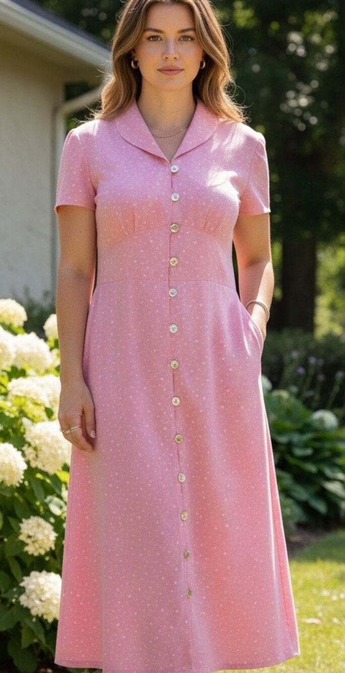 Vintage 90’s Miss Dorby Pink Button-Down Dress
